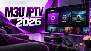 M3U IPTV oynatma listesinin cihazda nasıl kullanıldığını gösteren rehber görseli